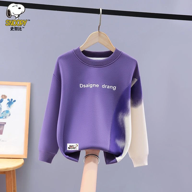 史努比男童卫衣秋冬装2025新款洋气中大童男孩休闲百搭潮流打底衫