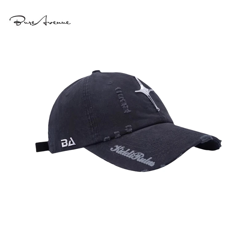 官方正品Bure Avenue街头复古破洞嘻哈棒球帽字母做旧鸭舌帽百搭