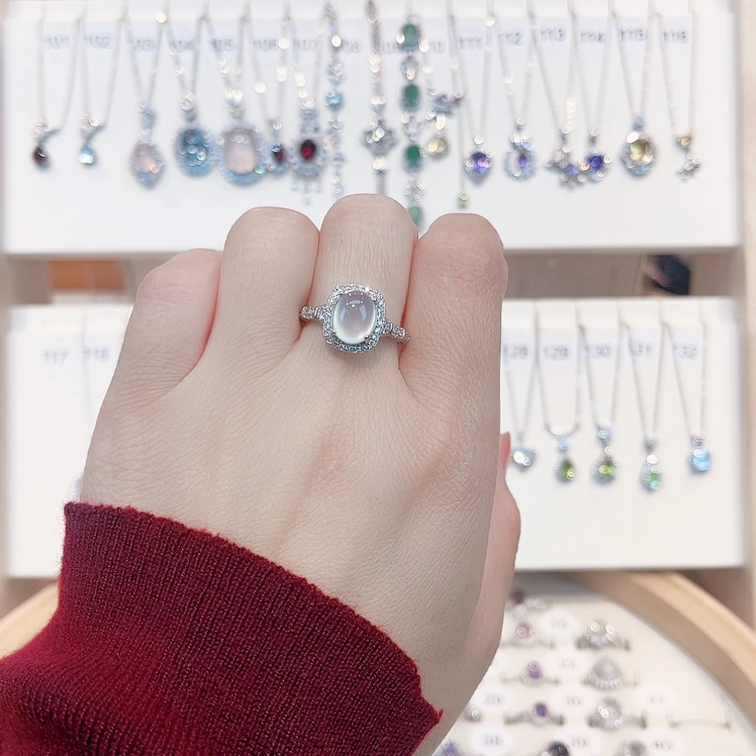 岫玉银S925镶嵌戒指