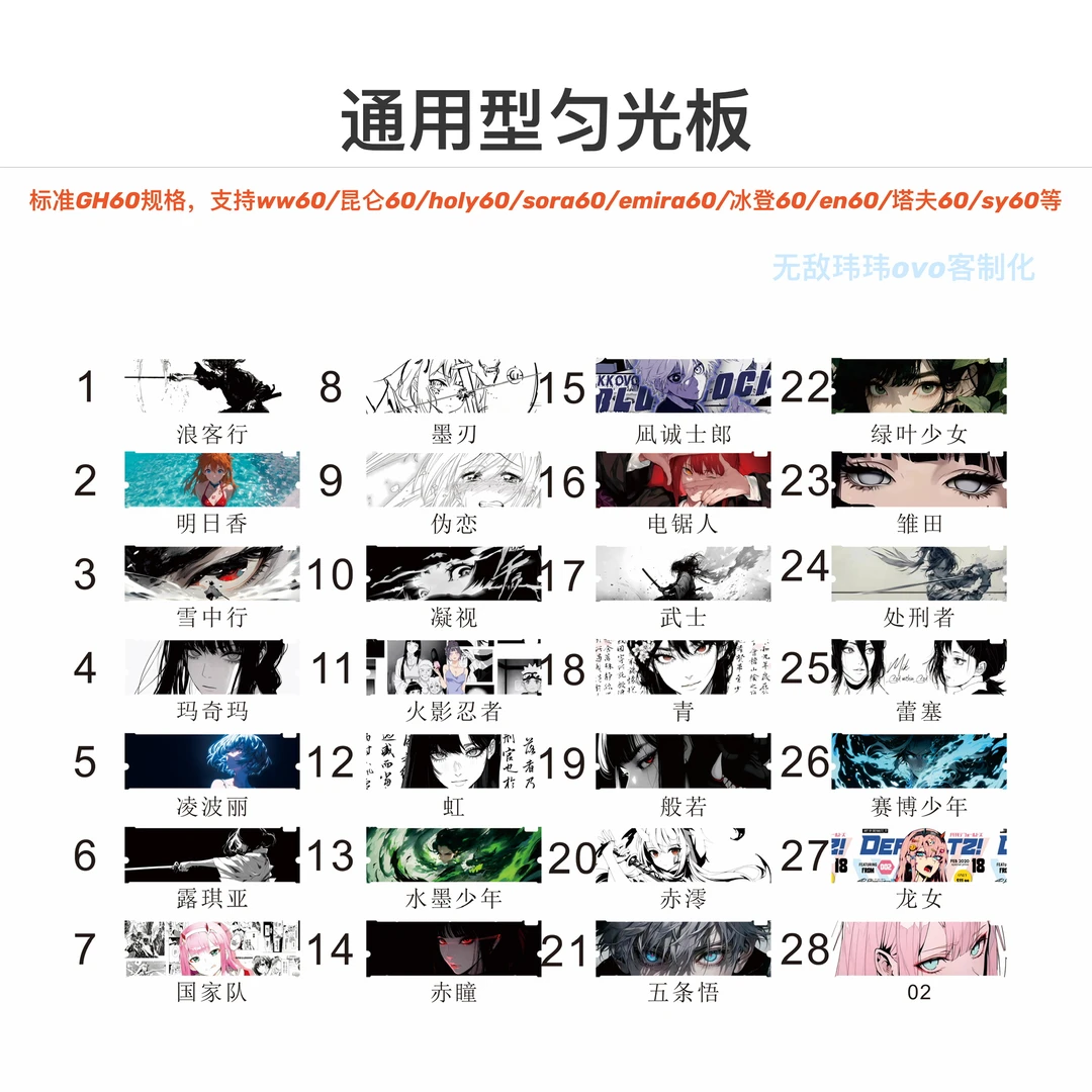 通用WW60YU60镂空外壳匀光板均光板适配holy60等外壳