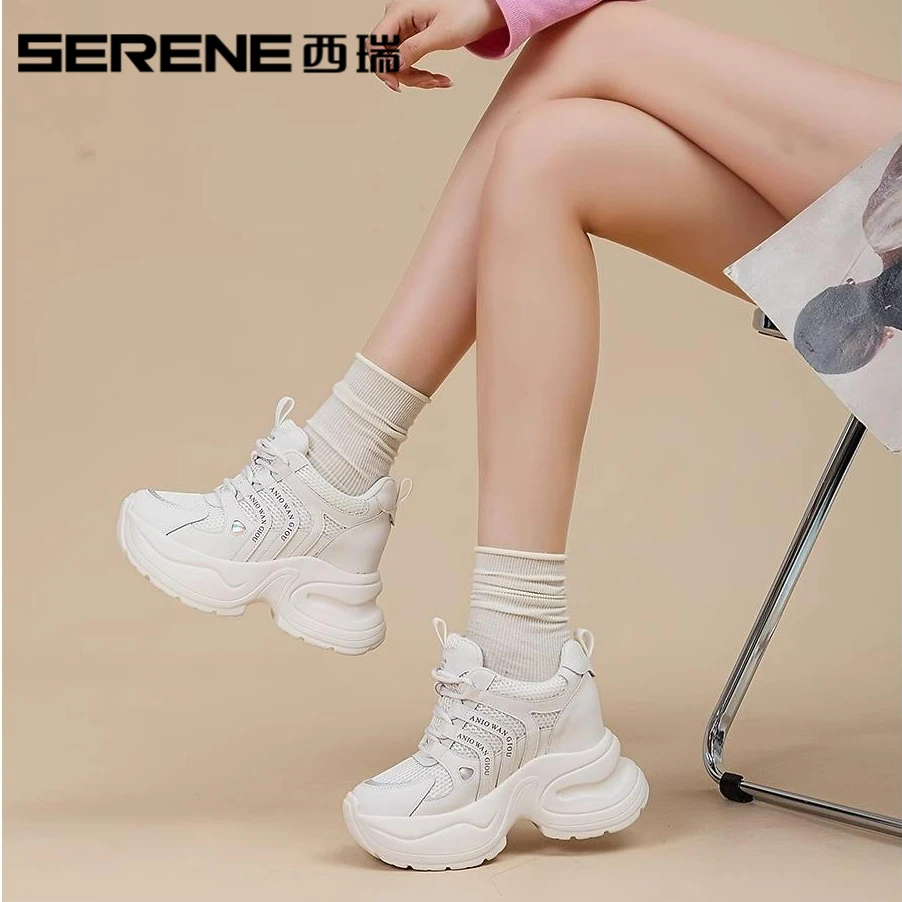 西瑞增高厚底老爹鞋女2025年秋季新款透气百搭休闲运动女鞋