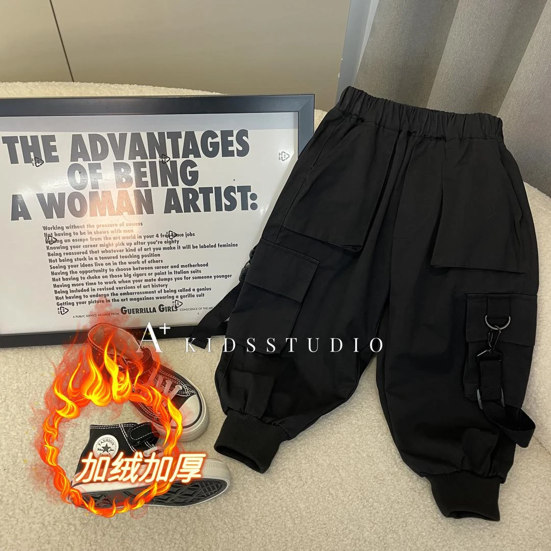 【纯棉工装长裤】2025秋冬款男童裤儿童宽松裤韩版百搭帅气中大童