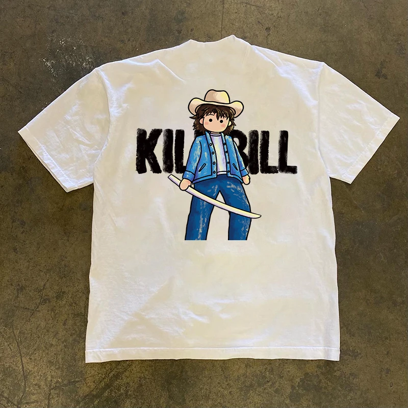 “KILL BILL”夏季短袖纯棉T恤男女宽松情侣款印花T个性休闲半袖