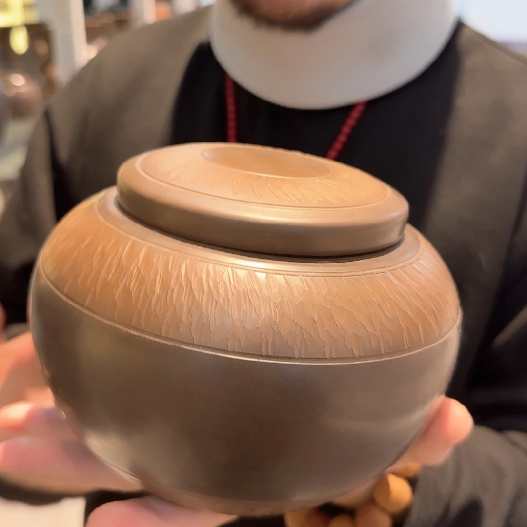 钦州坭兴陶原矿泥茶叶罐半斤