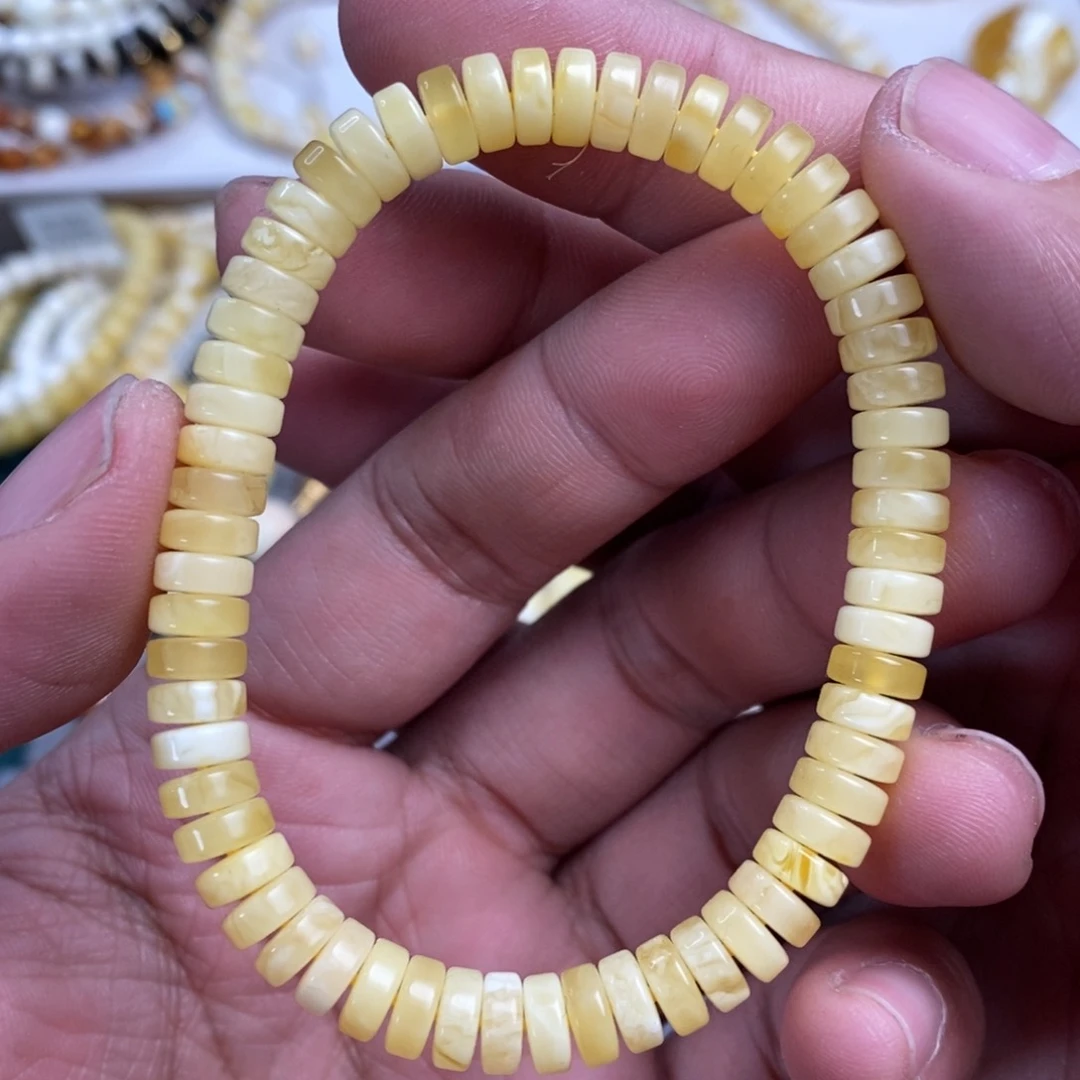 琥珀裸石未镶嵌噹**噹7mm药片手串