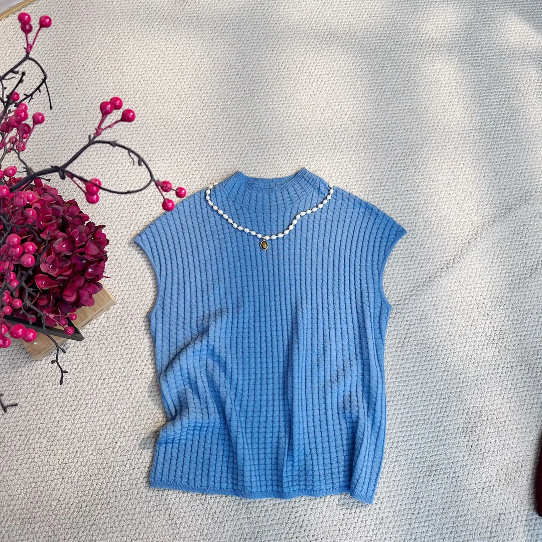 【吉岚严选】2025春夏百搭简约宽松显瘦华夫格毛针织衫打底女25101