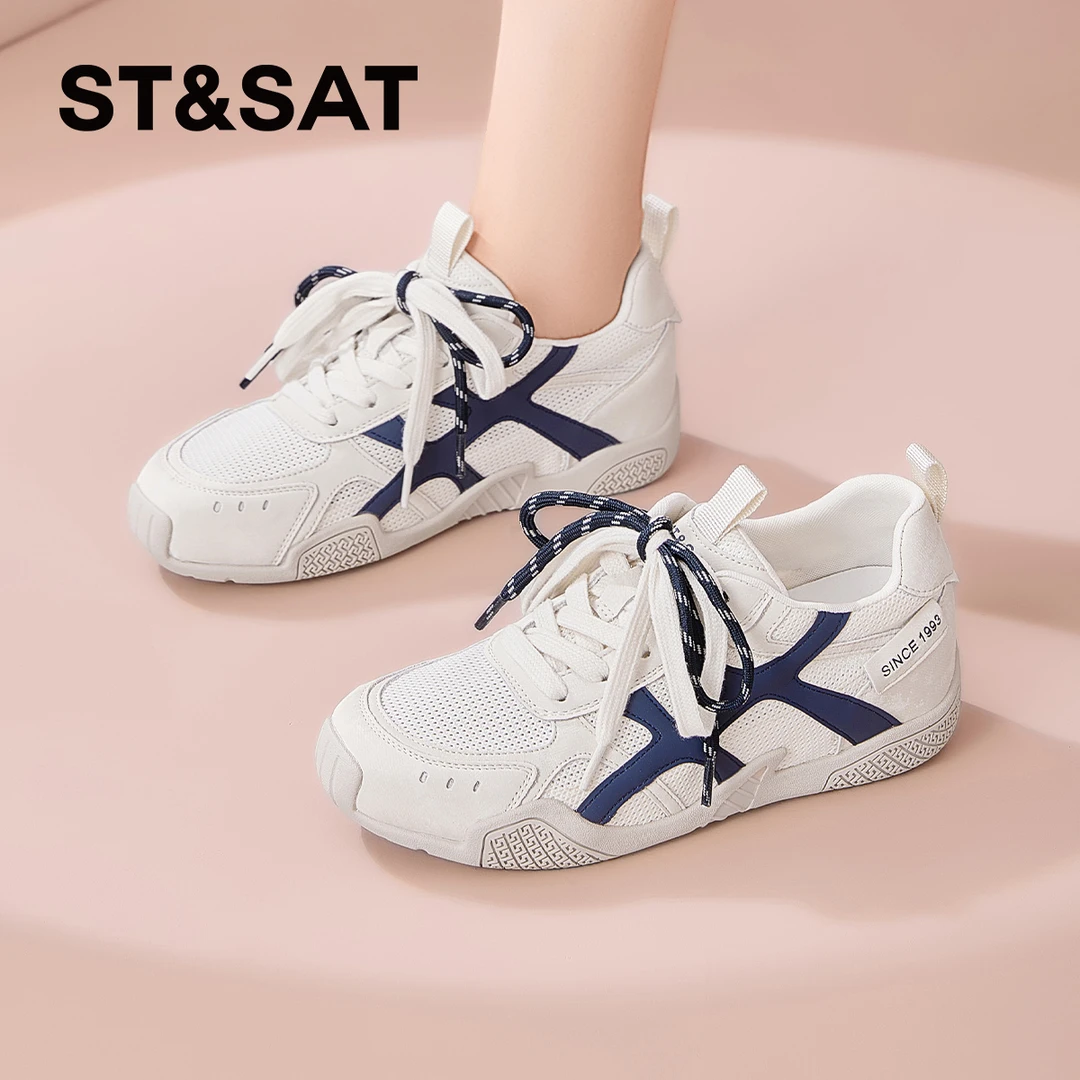 星期六厚底德训女鞋秋季透气小白鞋女款2025爆款专柜正品运动鞋女