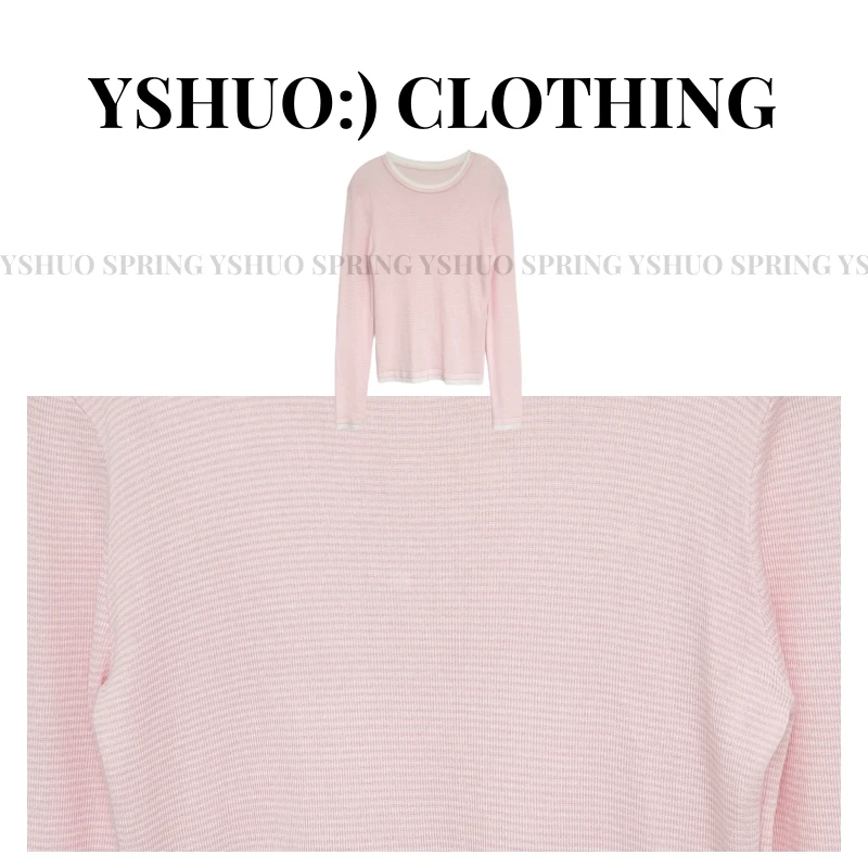 【魔幻重叠】早春新款假两件高级显瘦软糯百搭长袖打底衫 24061