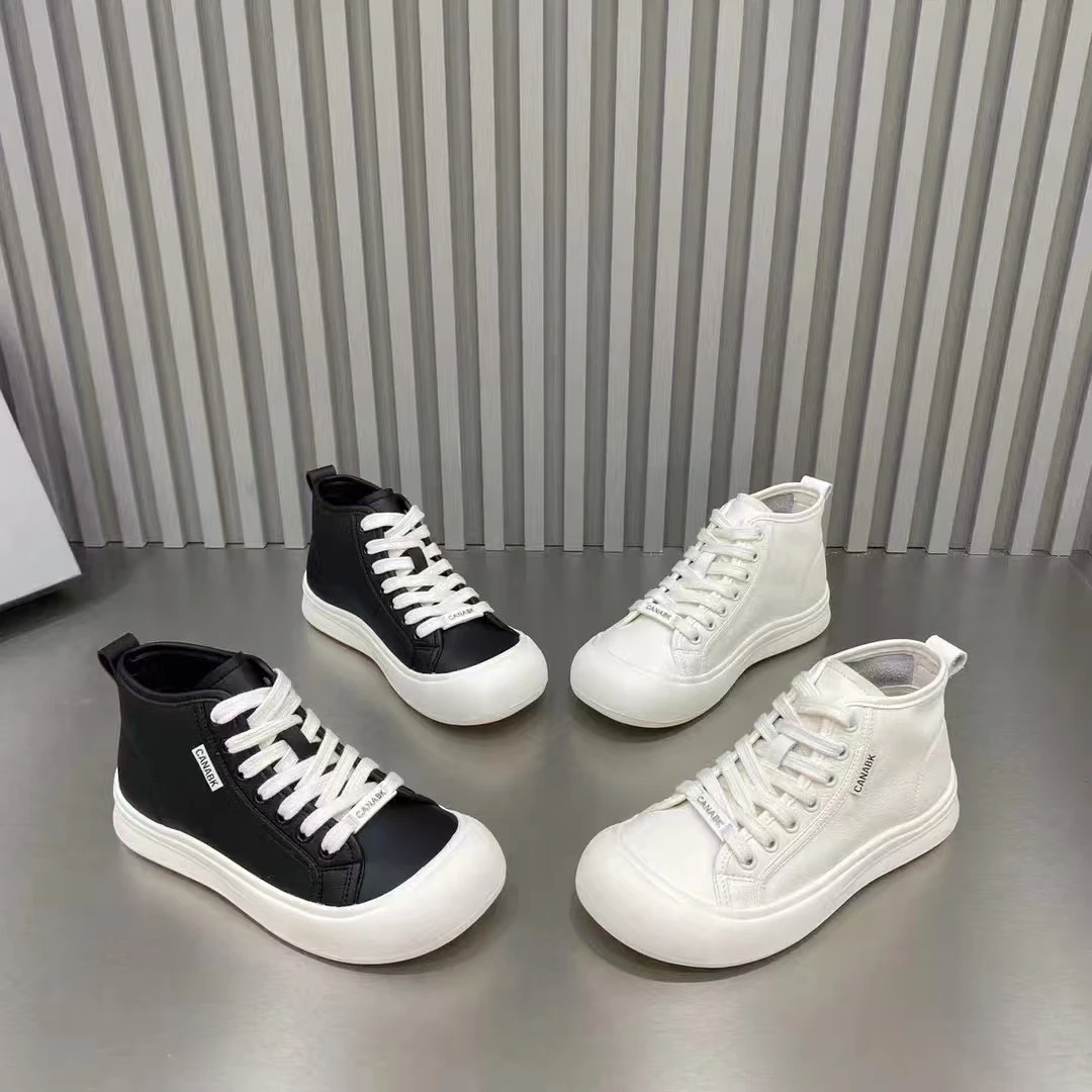 厚底芒果头高帮板鞋2025款百搭运动休闲系带小众女鞋88-10