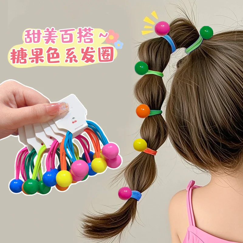简约高弹力女童扎头发橡皮筋耐用头饰发圈头绳丸子头马尾发绳皮套