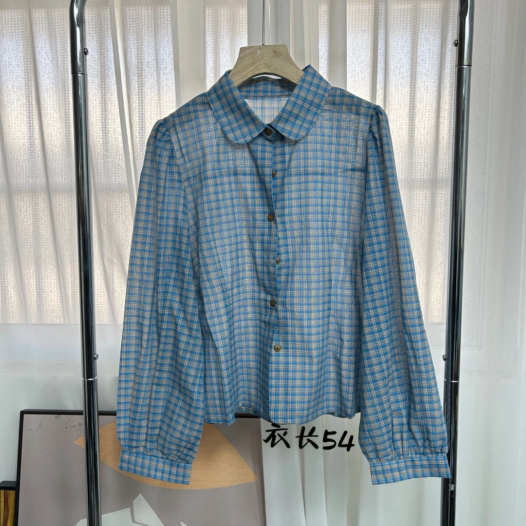 【志玲家】优选6612款蓝格子薄款衬衫