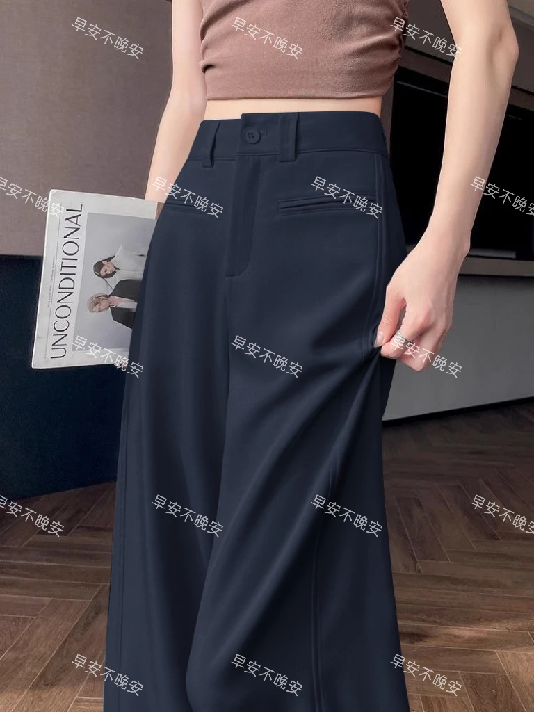【现货加厚+运费险】钛金棉阔腿裤2025秋冬高级感弯刀直通拖地裤D2
