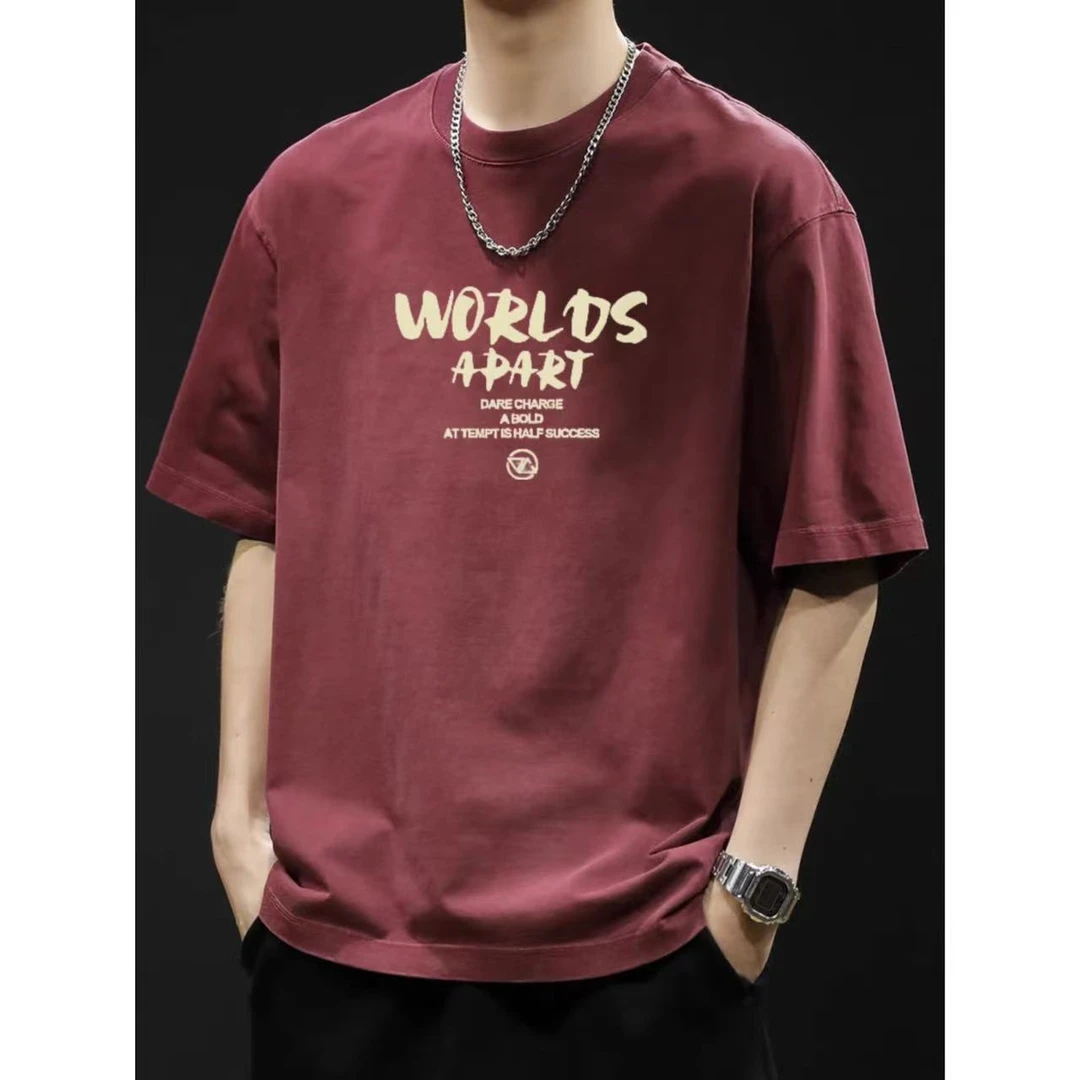 男士夏季圆领半袖t恤内搭休闲百搭T恤简约宽松潮流显瘦-2996