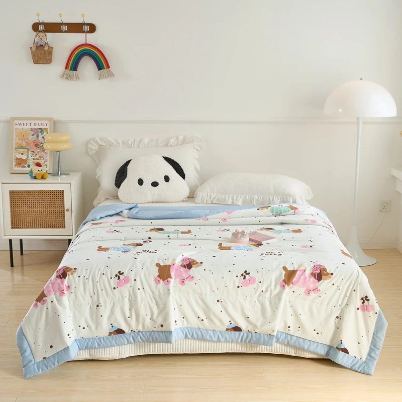 2025新款A类水洗棉双层纱印花夏凉被（手工包边）空调被