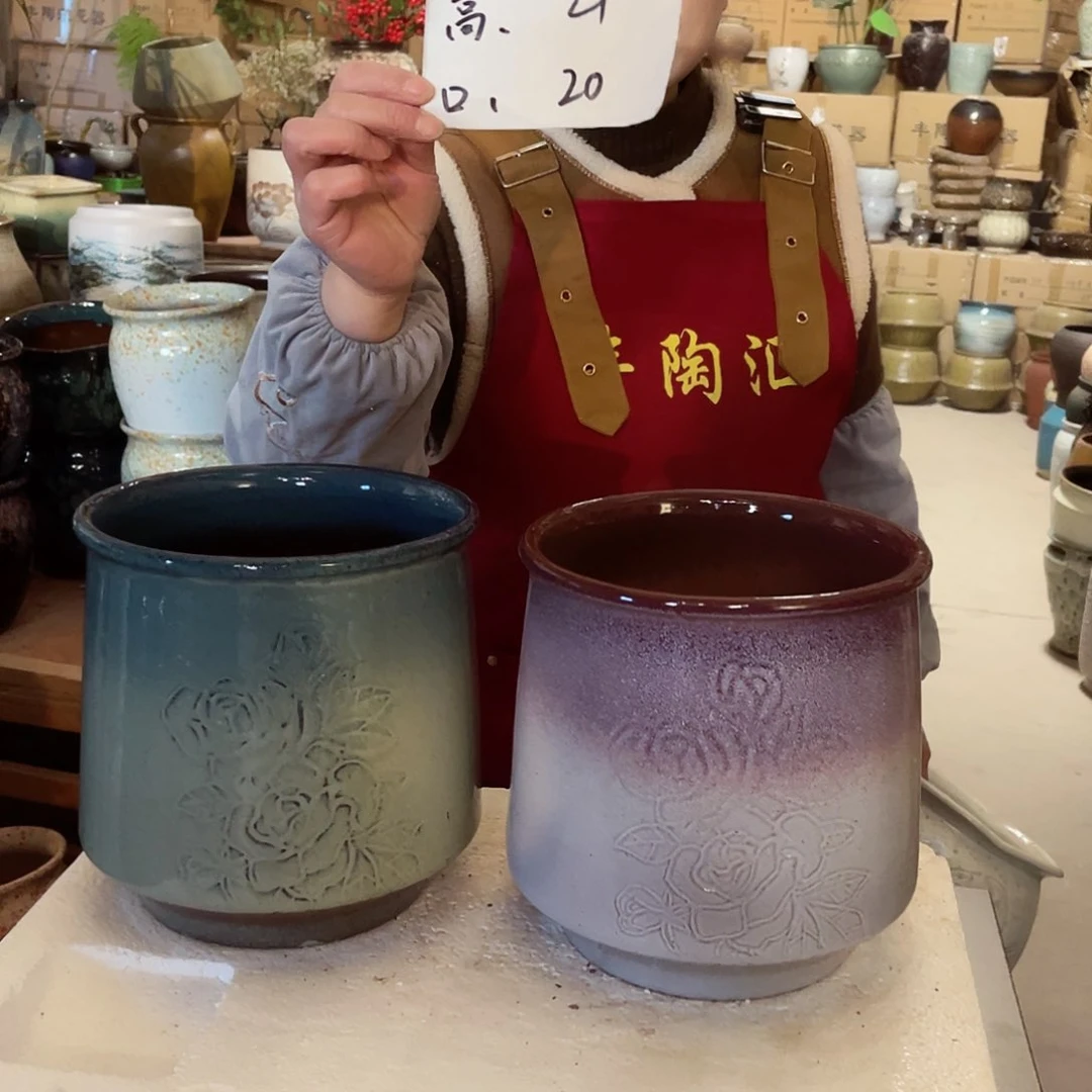 紫砂花盆高度21口径20