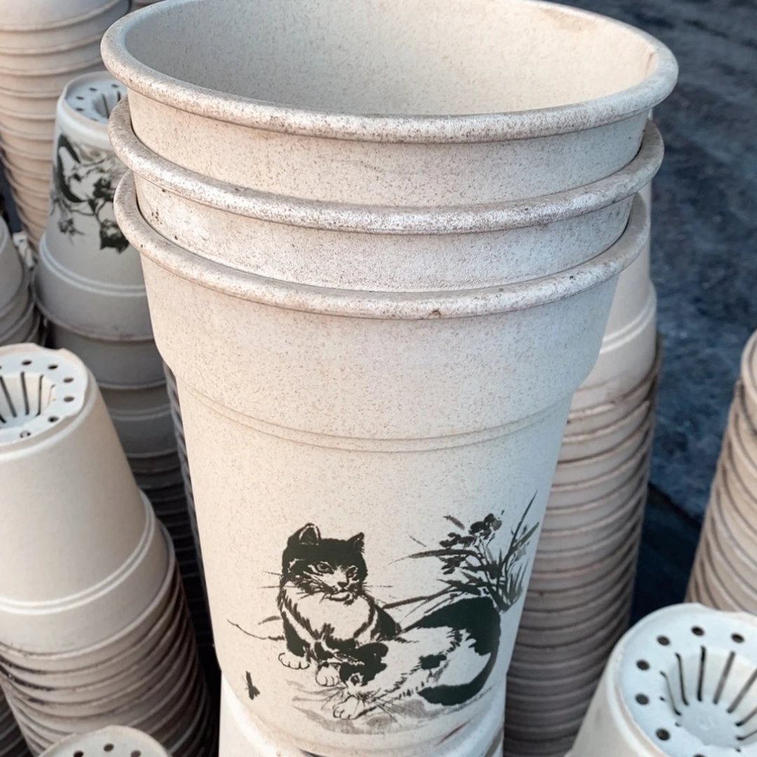 树脂3个秸秆兰花盆瑕疵带托