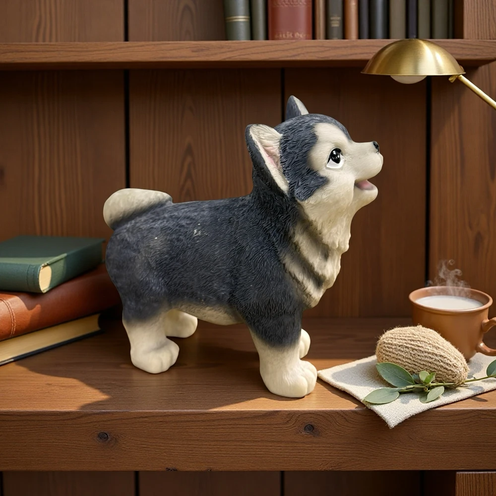 户外庭院客厅阳台树脂哈士奇小狗装饰工艺品趣味摆件