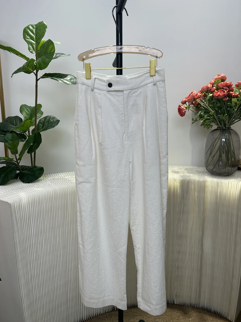 【深圳丽姐-易易】02231亚麻直筒裤白色