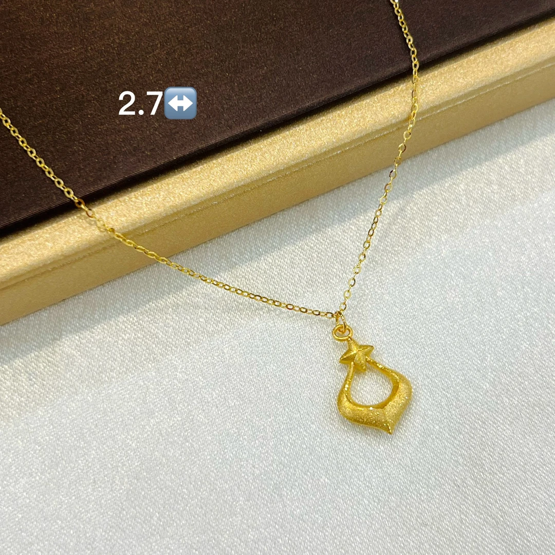 足金999水滴镂空吊坠项链女轻奢精致锁骨链