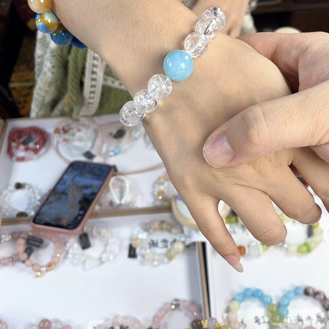 水晶手链银S925镀金镶嵌