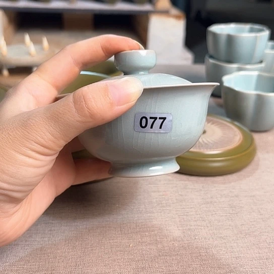 杯077号仿古两才小乔盖碗微微不完美