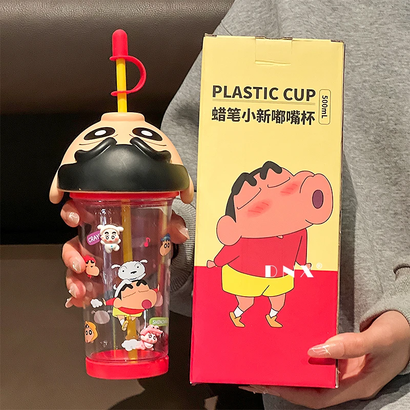 蜡笔小新联名水杯2025新款女高颜值办公室奶茶可爱吸管杯生日礼物