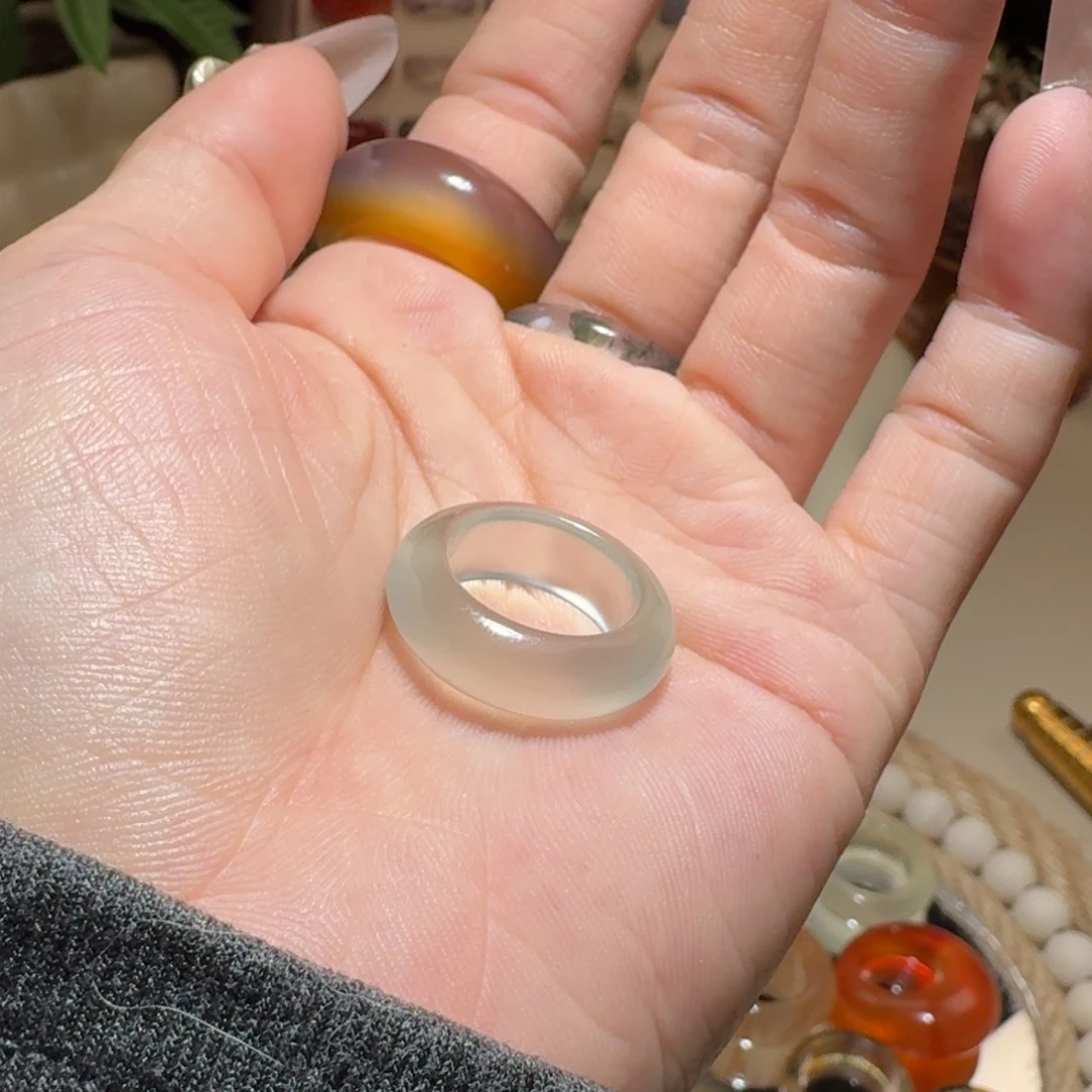 玛瑙/玉髓未镶嵌戒圈5号 港9 冰清