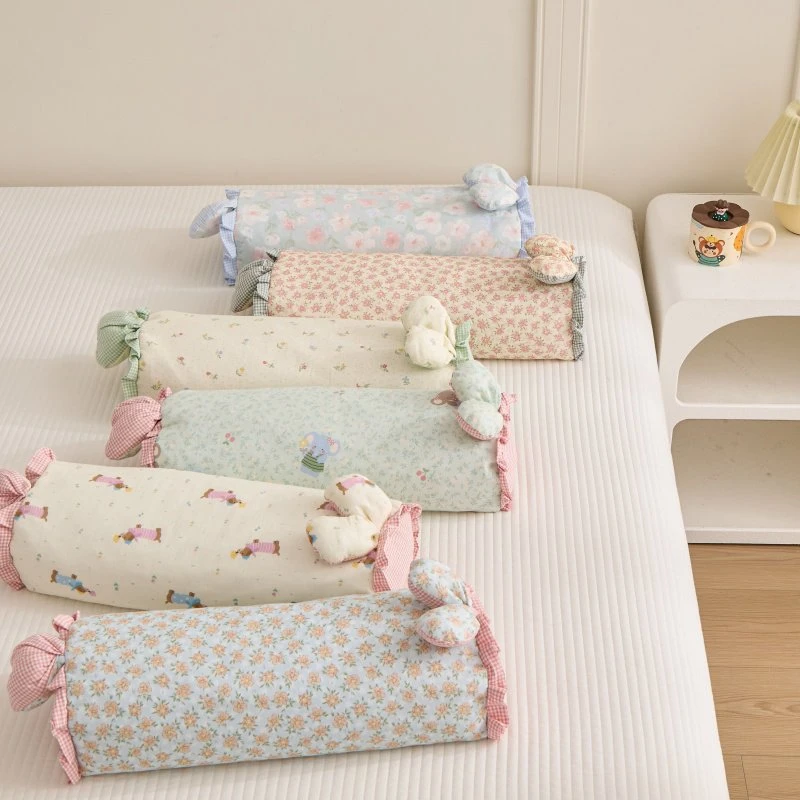 纯棉双层纱小清新护颈荞麦枕可拆卸可调高低纯植物面料