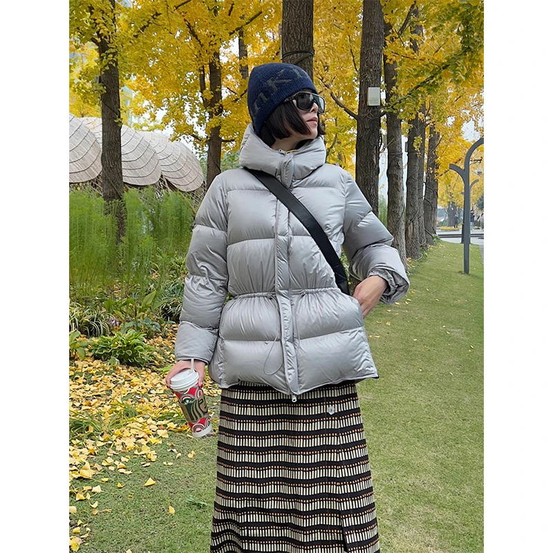 [新国标95白鸭绒]泡芙连帽羽绒服女2024新款保暖显瘦外套高品质