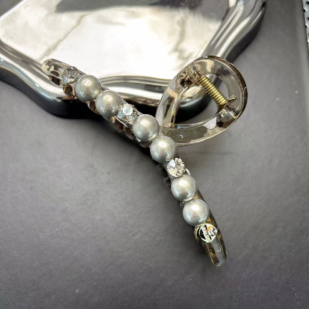 （陈陈家发饰）闪亮轻奢珠珠拼接款13公分透茶色