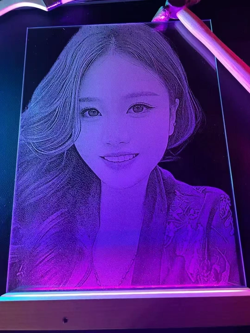 锤子玻璃画定制照片肖像画创意生日礼物送女朋友闺蜜纪念日
