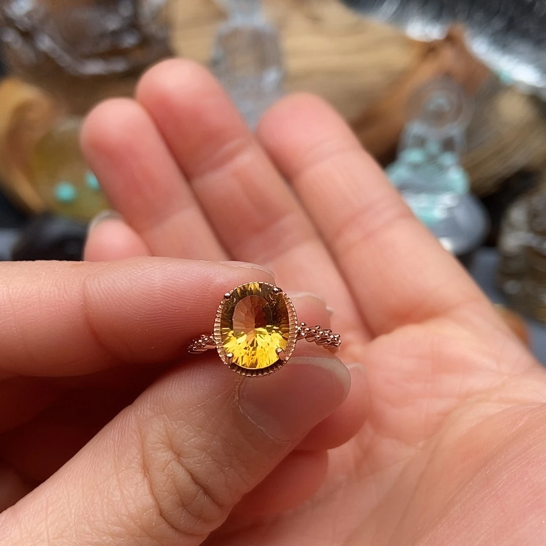 水晶颈饰银S925镶嵌戒指