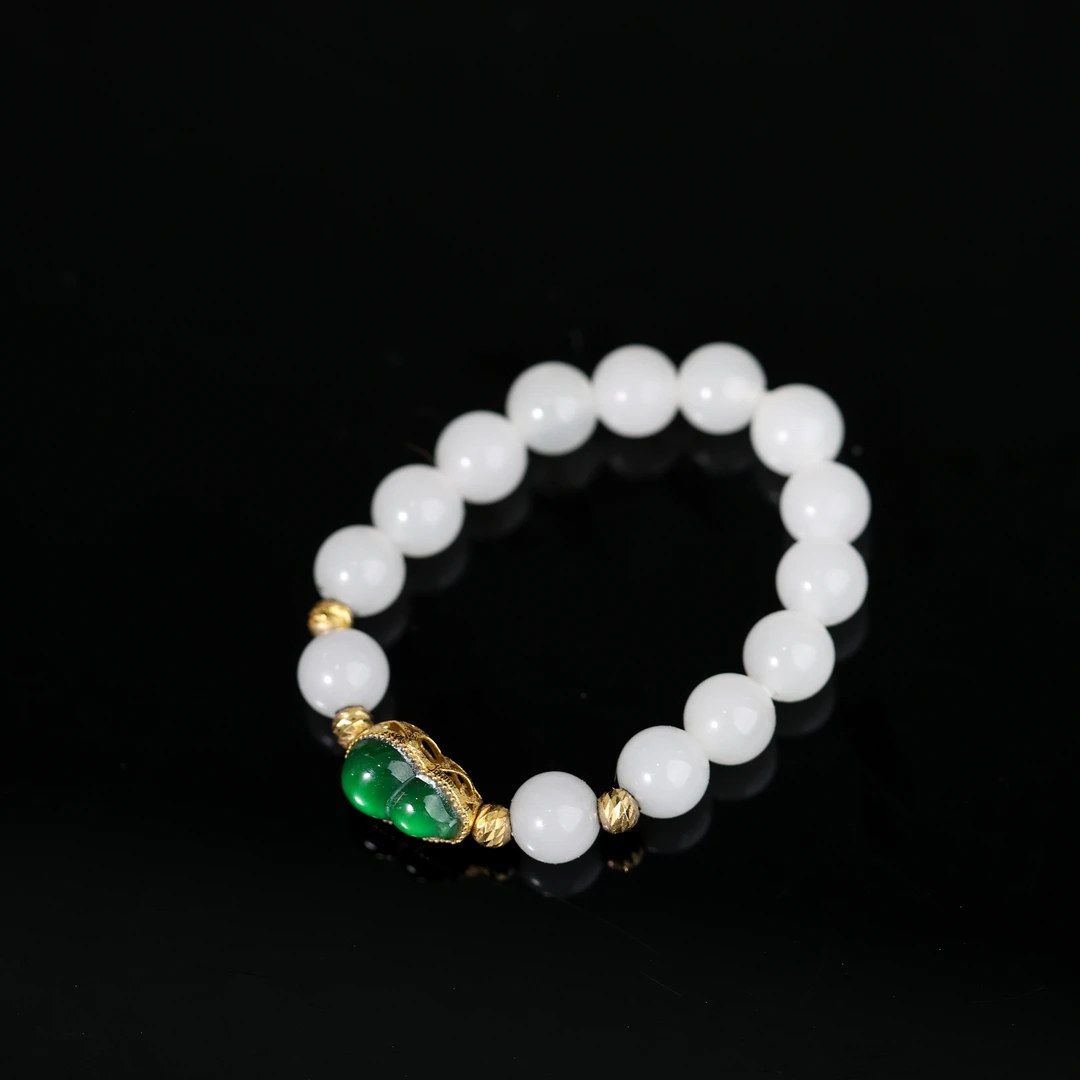 【禾风】原创国风新中式定制珠宝18k金镶和田葫芦戒指