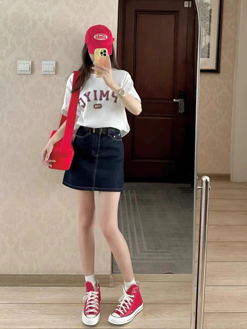 夏装搭配一整韩系时尚miu系套装松弛感穿搭半身裙子两件套女夏季