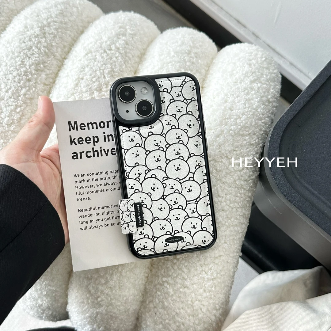 鼓包满屏线条自嘲熊适用iPhone17promax苹果16手机壳15新款防摔14