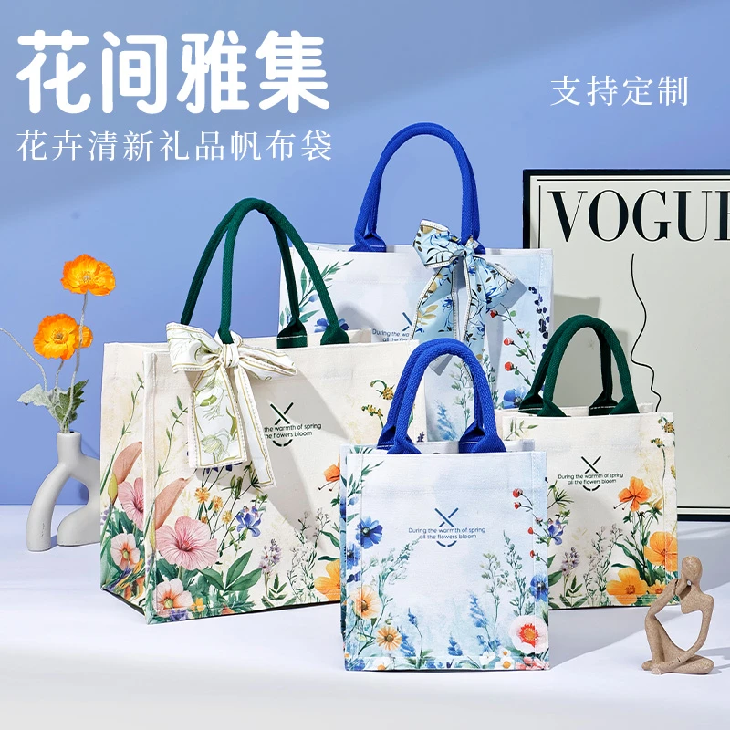 【宏悦专属】花间蓝猫狗日记帆布袋大容量时尚百搭女士外出手提袋