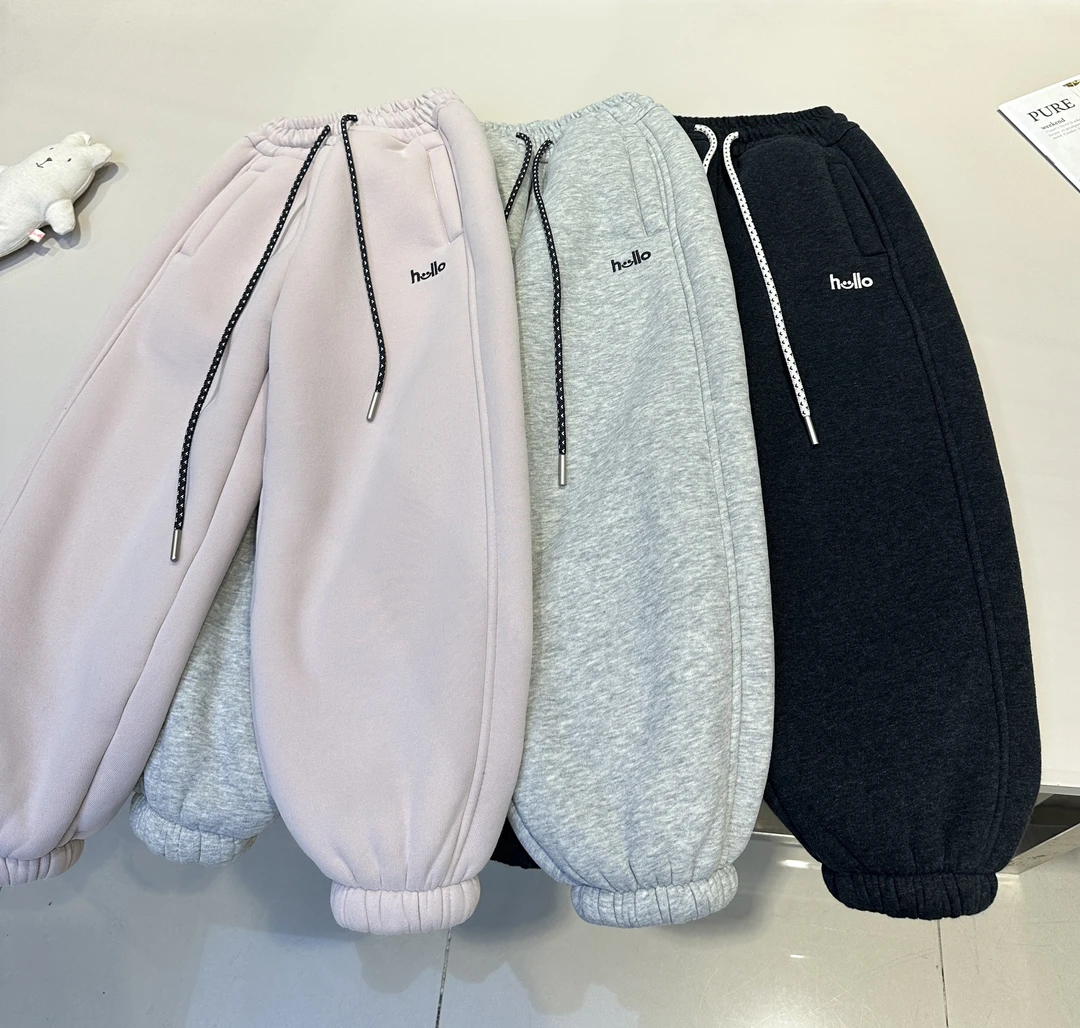 儿童冬装韩范舒适加绒加厚保暖一体绒帅气中大童运动裤   25690