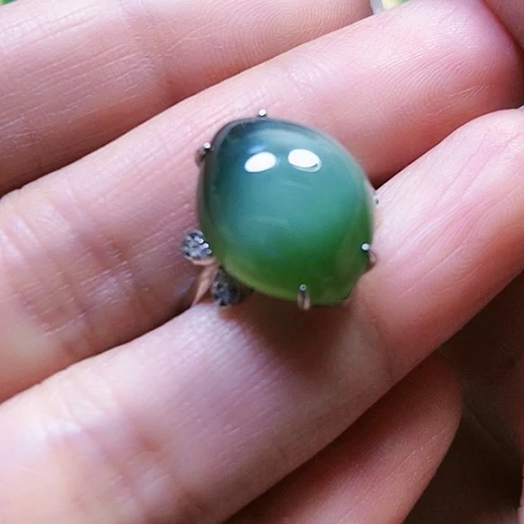 和田玉戒指银S925镶嵌