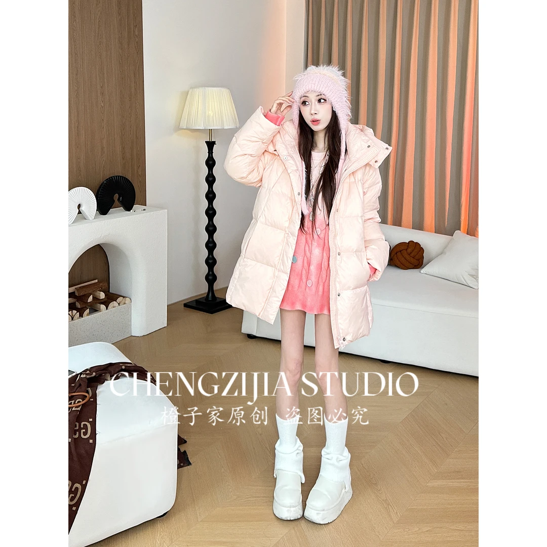 【裴诗婷】WT00080羽绒中长款带帽外套