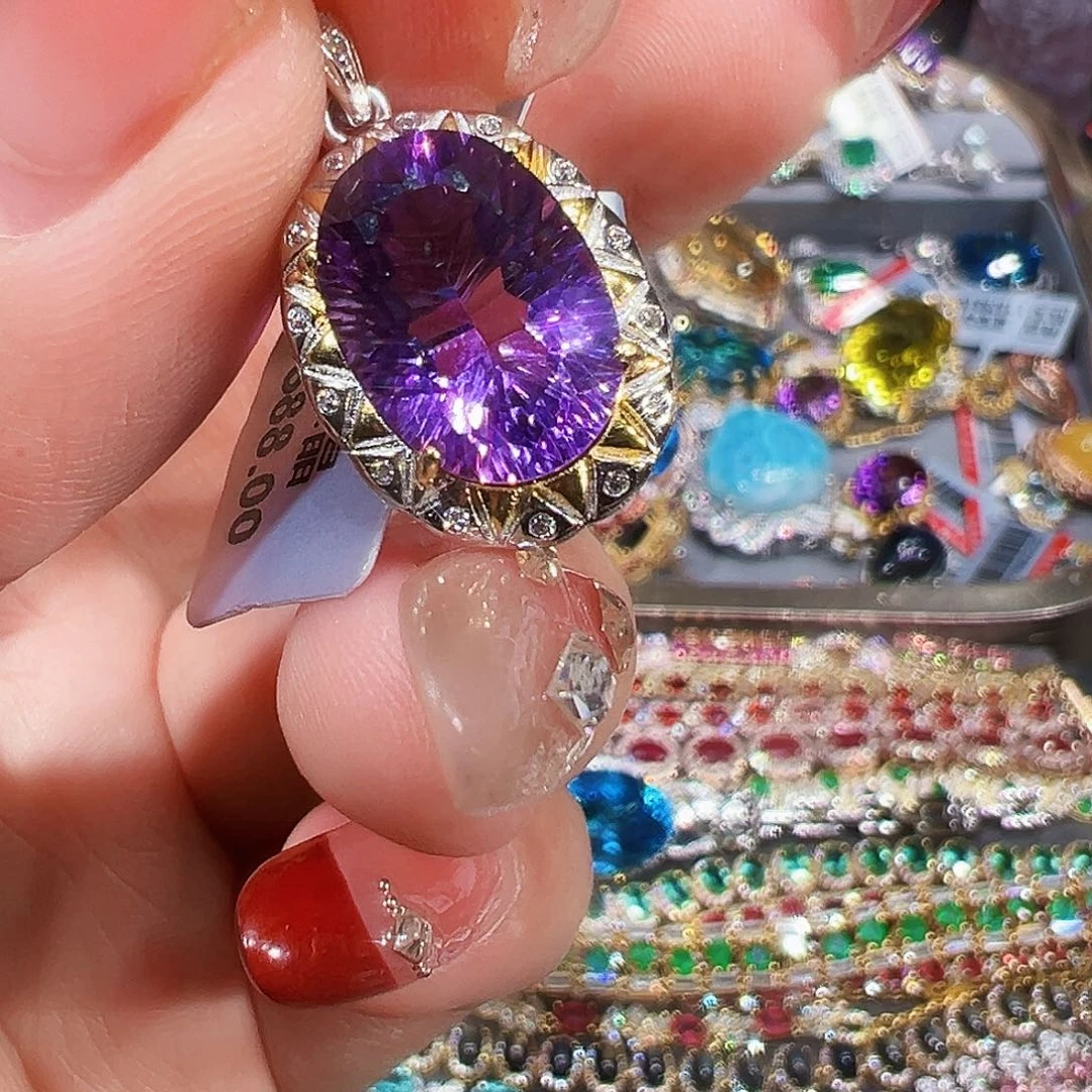 吊坠(赠链)银S925镶嵌紫晶