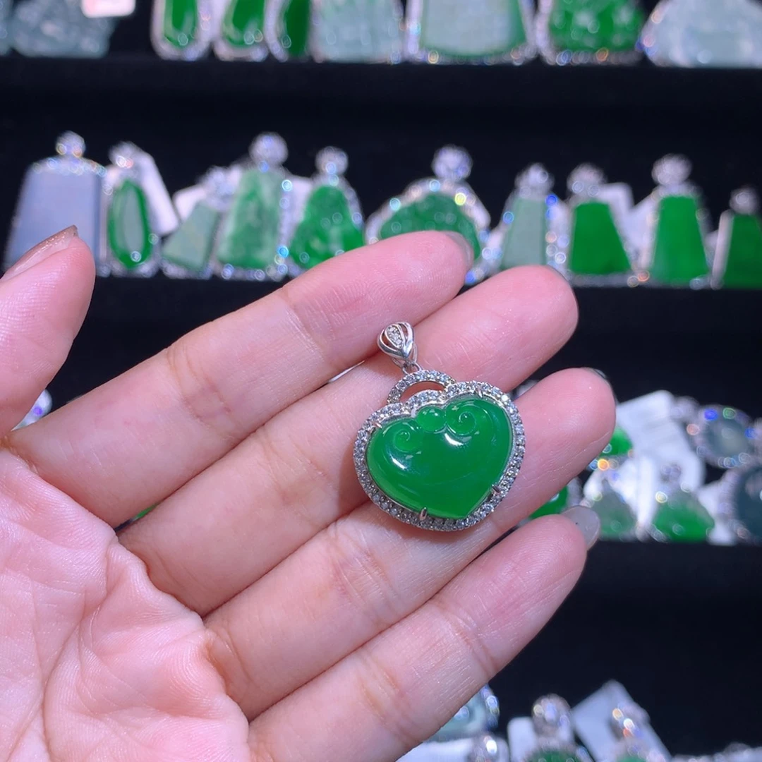 【闪购商品】翡翠银S925镶嵌颈饰天然翡翠