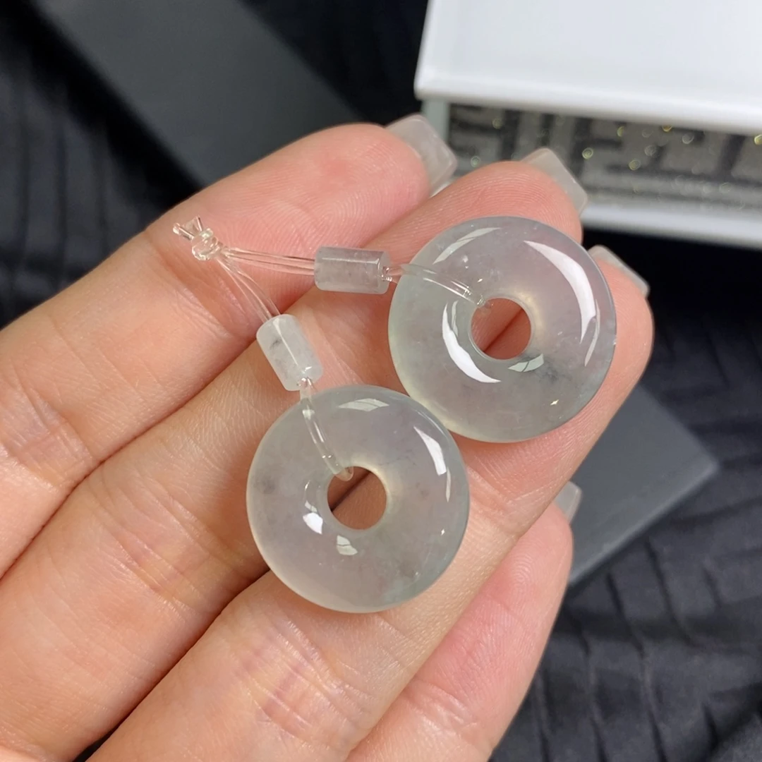 翡翠未镶嵌耳饰高冰乌鸡甜甜圈