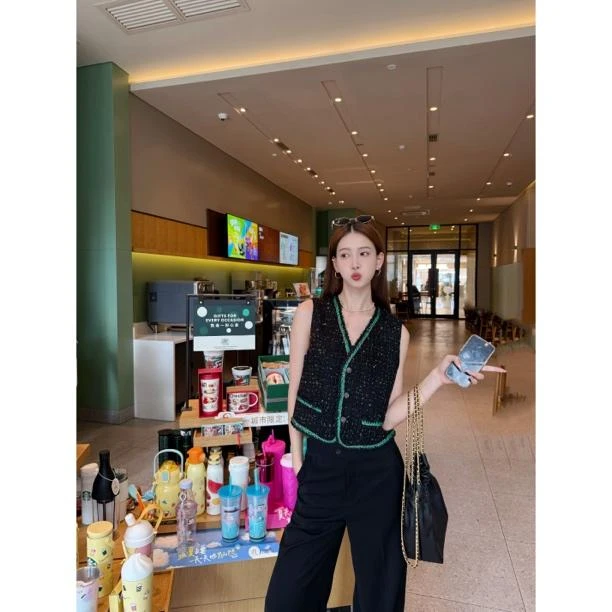 GIRDEAR/哥弟优雅风通勤气质名媛百搭流苏粗花呢小香风马甲140066