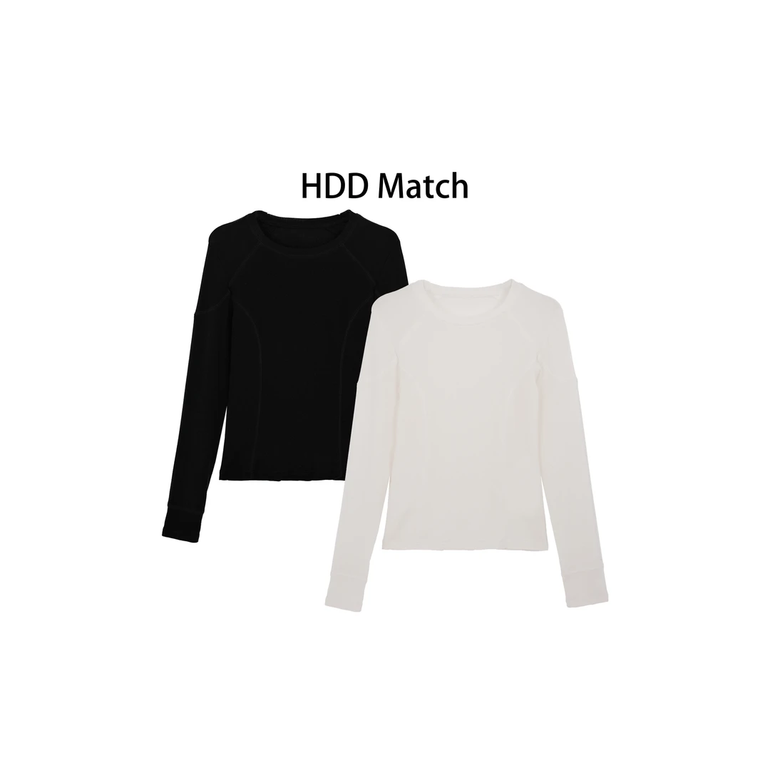 HDD- "简约舒适" 天丝+羊毛 秋冬品质女款百搭纯色打底T恤 Y9386