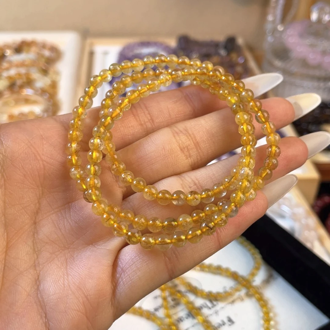 紫晶手链未镶嵌黄水晶三圈