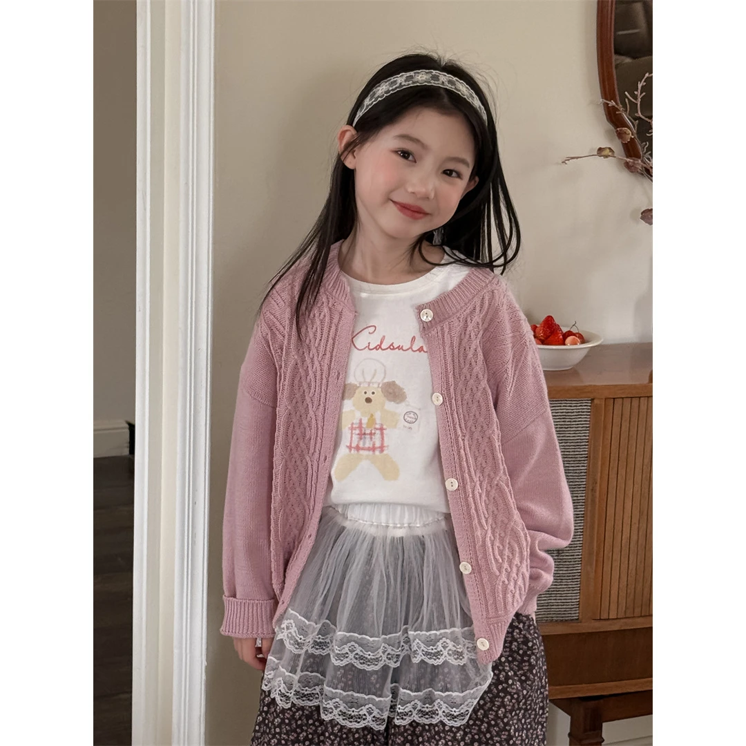 馨爸专属-71592-TBB女童开衫毛衣2025春季新款儿童针织衫毛衣外套