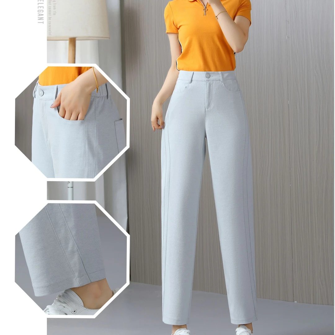 高腰显瘦韩版遮肉百搭休闲九分裤奶奶裤3503（裤长90左右）