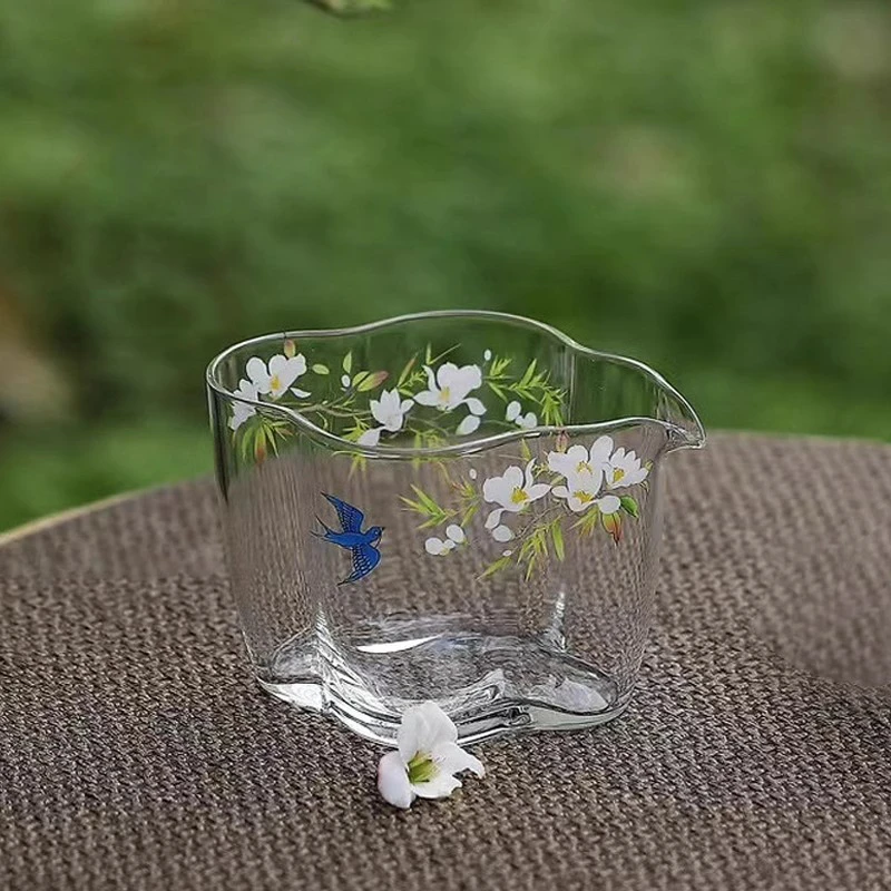 青云贮月-春归云朵公杯手工耐热玻璃公道杯分茶器茶海茶道配件