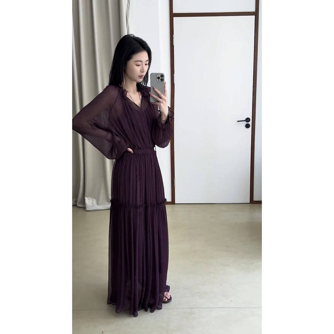 【张七七】新款法式仙女风长裙温柔小众显瘦秋冬连衣裙裙子气质长裙