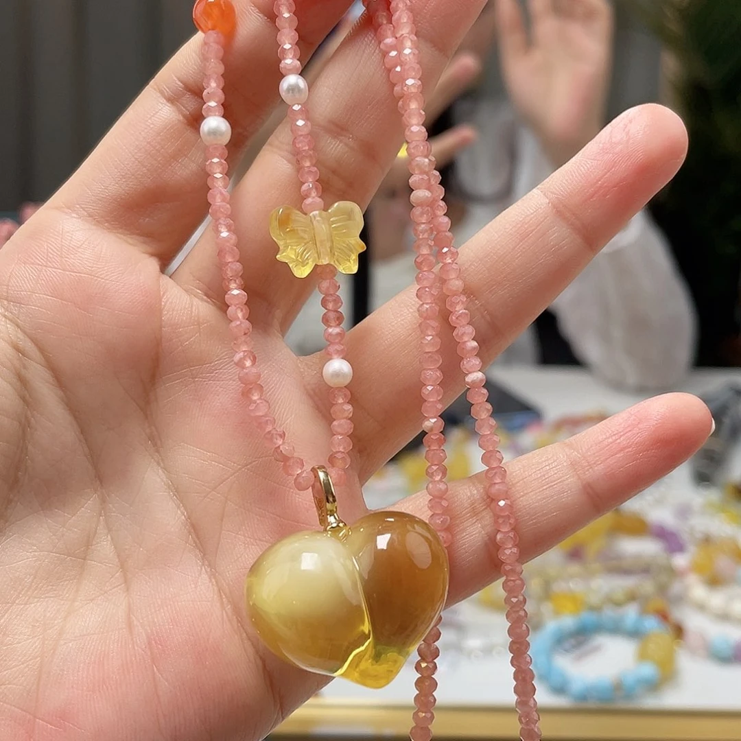 银S925镶嵌琥珀裸石琥珀吊坠